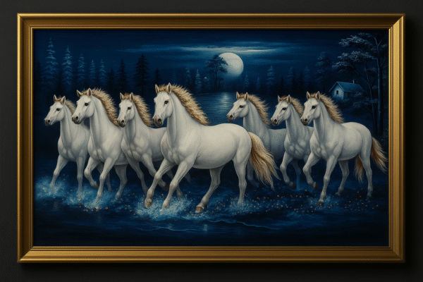7 White Horses Moonlight Wall Art