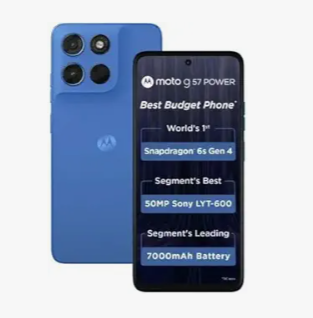 Motorola G57 Power 5G (Regatta, 8GB RAM, 128GB Storage) | Snapdragon 6s Gen 4 Processor | 6.72" FHD+ Display | 50MP LYT-600 + 8MP Ultrawide | 8MP Selfie Camera | 7000mAh Battery, 33W TurboPower | IP64