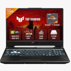 ASUS TUF Gaming A15, AMD Ryzen 7 7435HS Gaming Laptop(NVIDIA RTX 3050-4GB/60W TGP/16GB RAM/512GB SSD/FHD/15.6"/144Hz/RGB KB/48WHr/Windows 11//Graphite...
