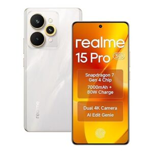 realme 15 pro 5G Smartphone Snapdragon 7 Gen 4, 8GB RAM 128GB 6.8" Display 144Hz, 7000mAh Battery 80W Fast Charge IP69 Waterproof 4K AI Camera Silver