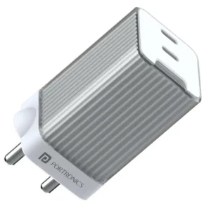 Portronics Adapto 4, Dual Ports High Power Pd Charger - White