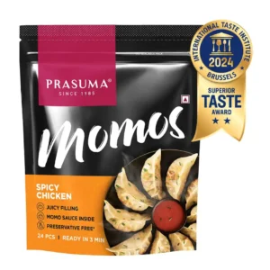 Prasuma Spicy Chicken Momos | Frozen Snack (24 pcs)
